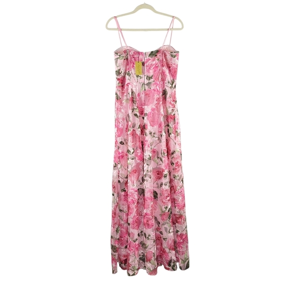 NEW Francesca's Lana Pink Floral Corset Maxi Dress Women's L Formal Prom Party - Picture 5 of 10